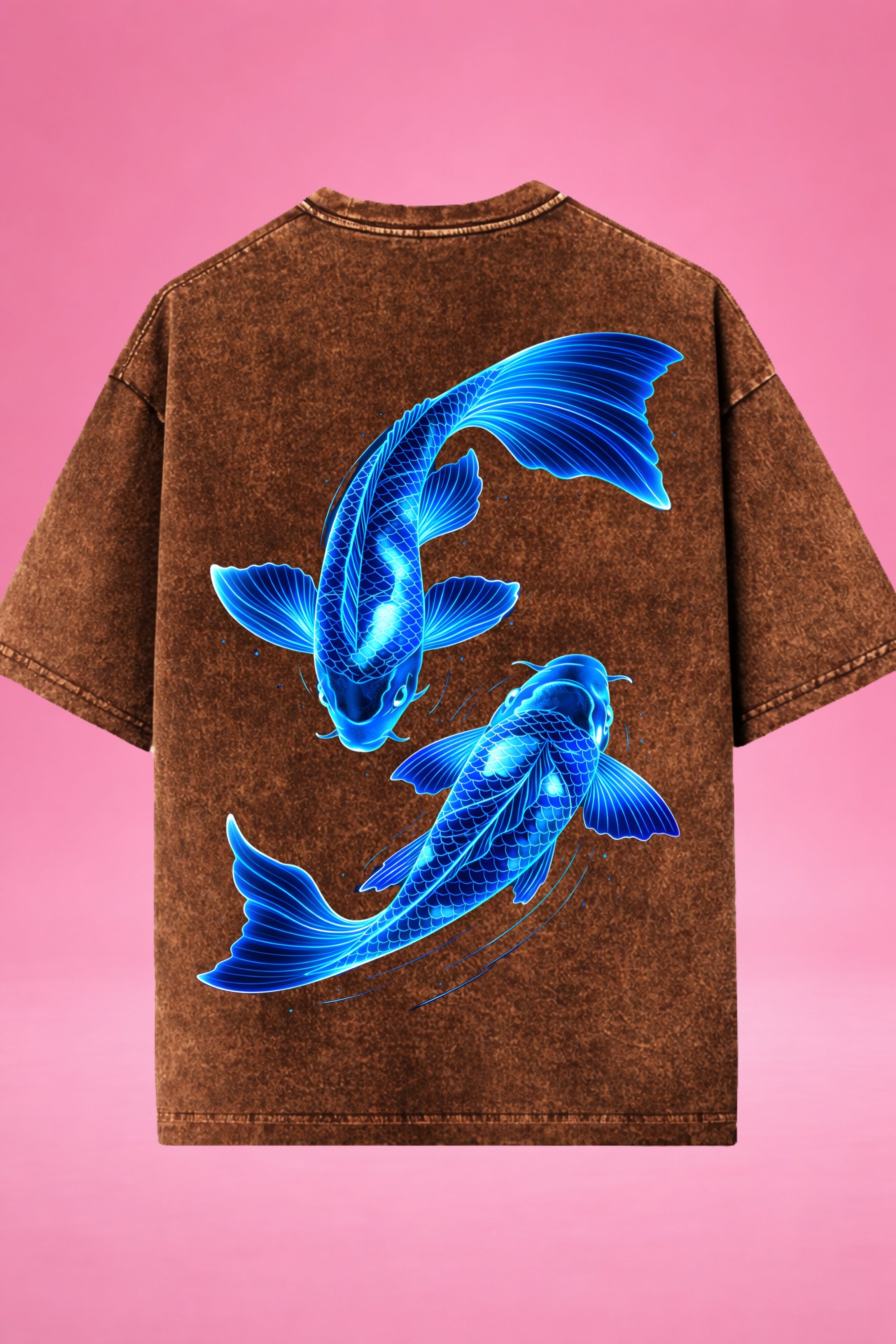 Neon Koi Flow Acid Wash Oversized T-Shirt