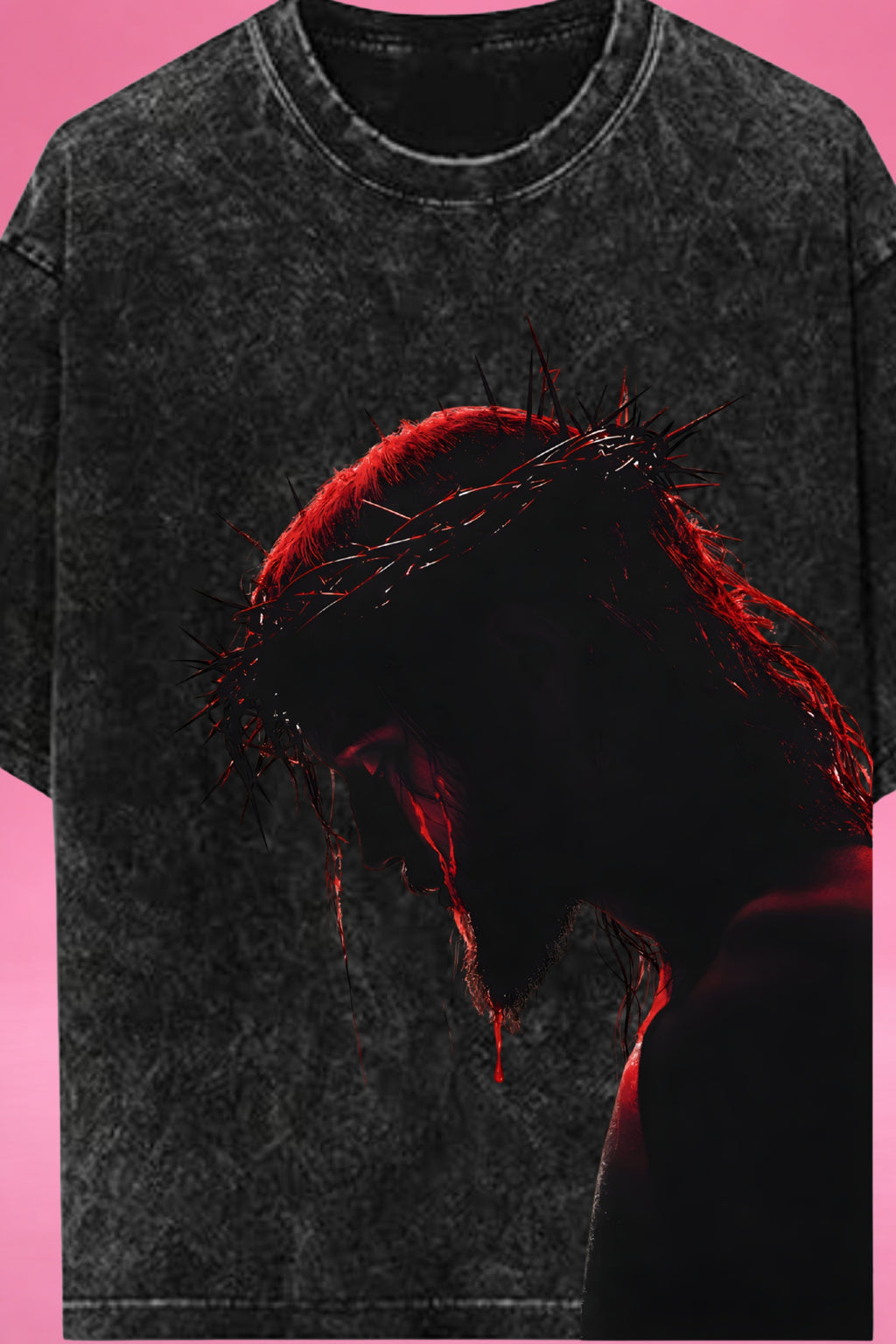 Sacred Silence: Crown of Thorns Acid Wash Oversized T-Shirt