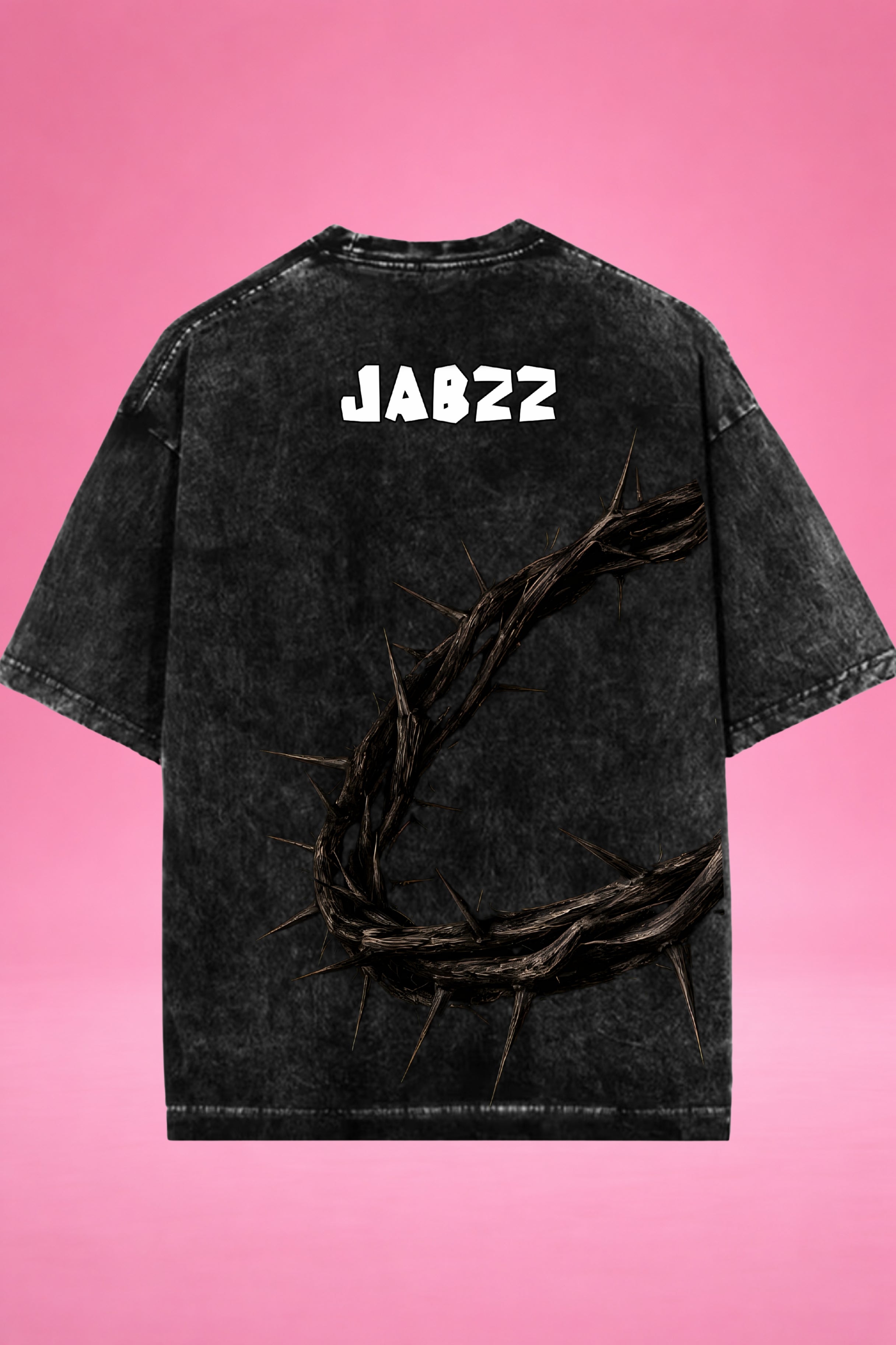 Sacred Silence: Crown of Thorns Acid Wash Oversized T-Shirt