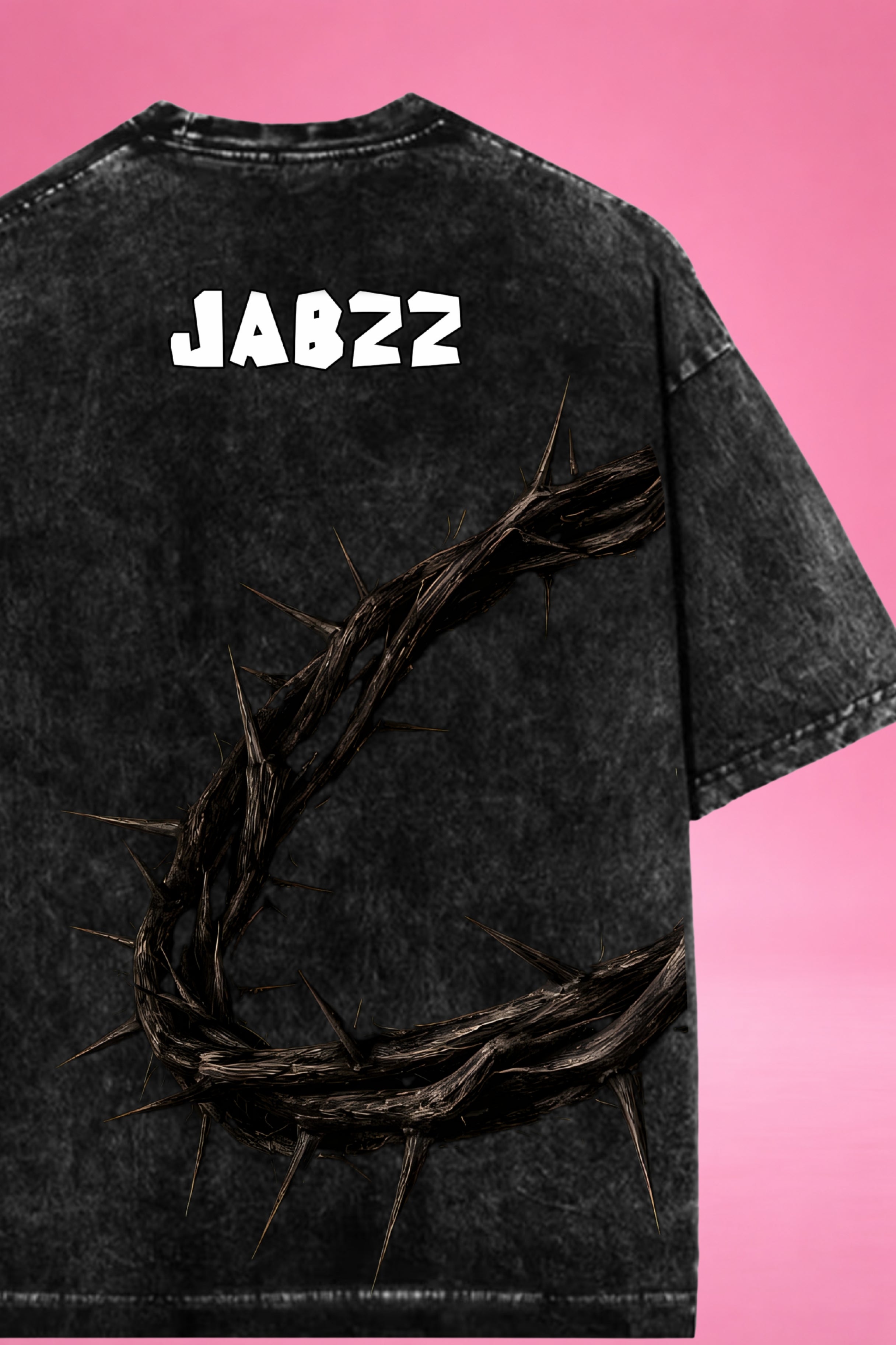 Sacred Silence: Crown of Thorns Acid Wash Oversized T-Shirt