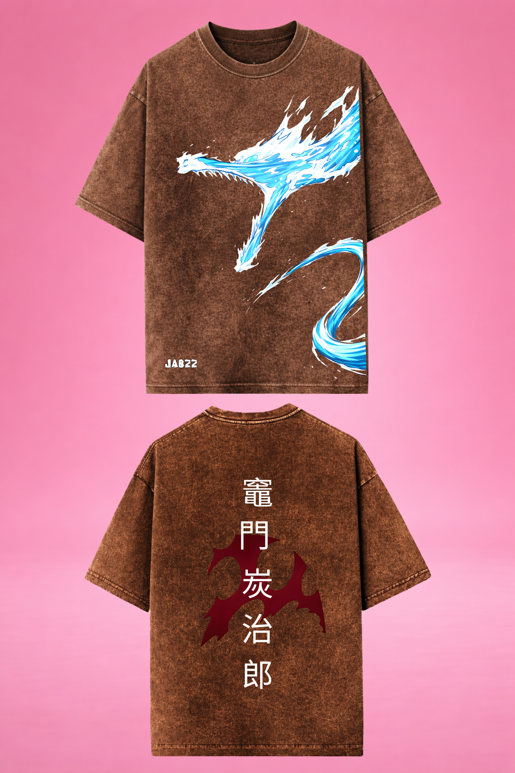 Tidal Slash Demon Slayer Acid Wash Oversized T-Shirt
