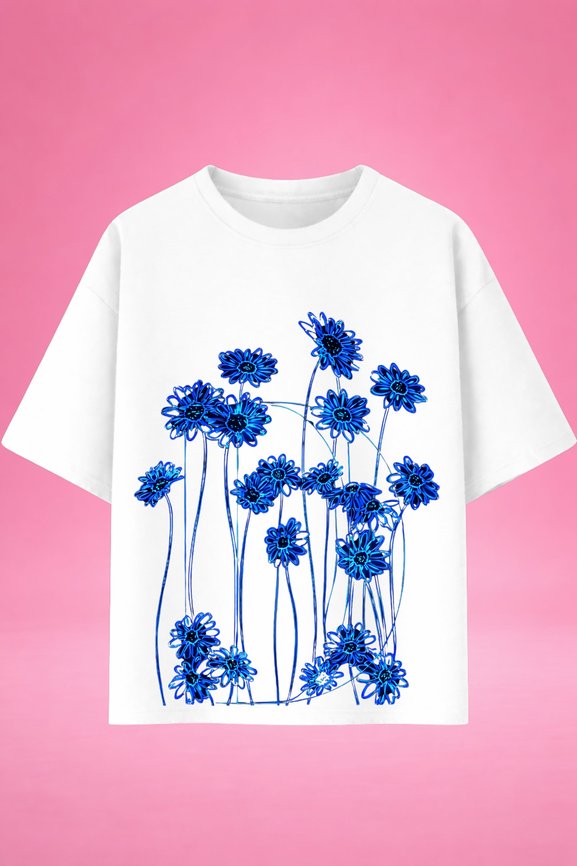 Neon Bloom: Midnight Garden Oversized T-Shirt