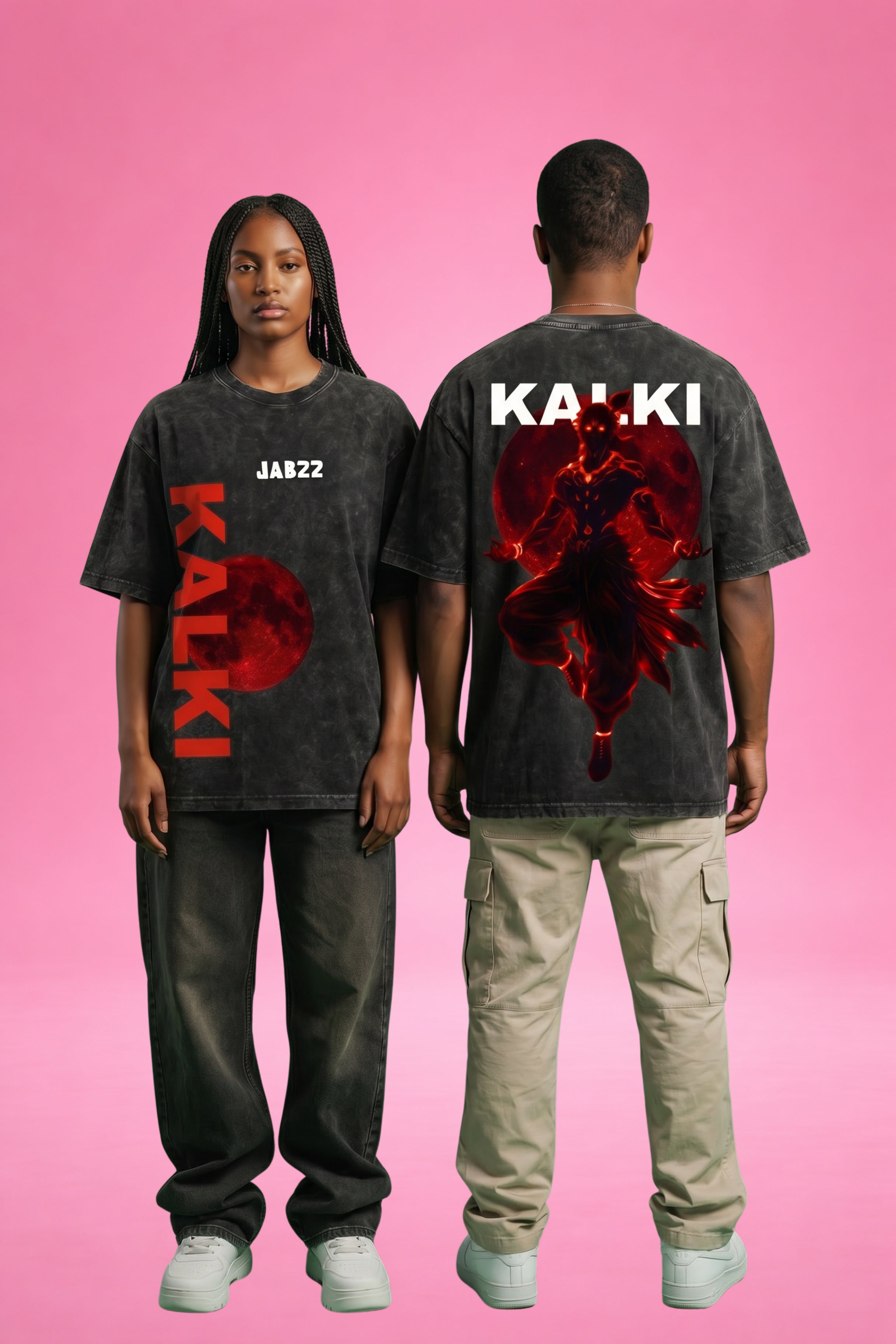 Krishna x Kalki Blood Eclipse Acid Wash Oversized T-Shirt