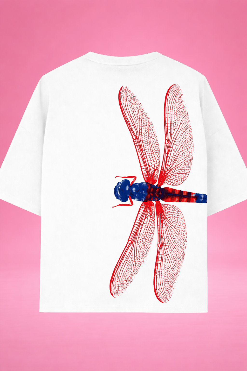 Crimson Drift Dragonfly Oversized T-Shirt
