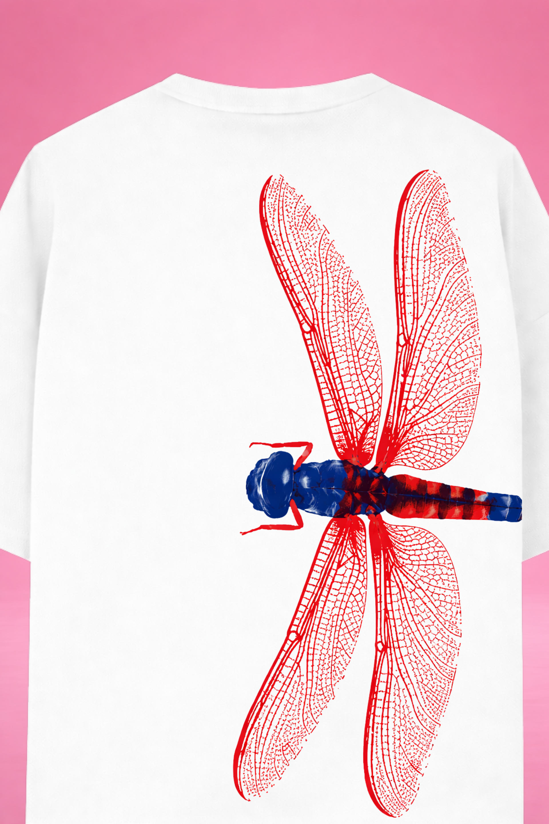 Crimson Drift Dragonfly Oversized T-Shirt