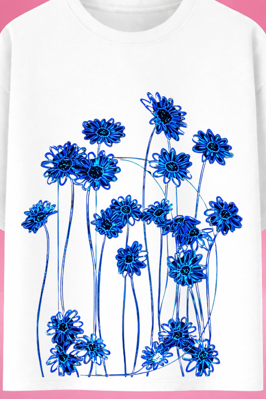 Neon Bloom: Midnight Garden Oversized T-Shirt