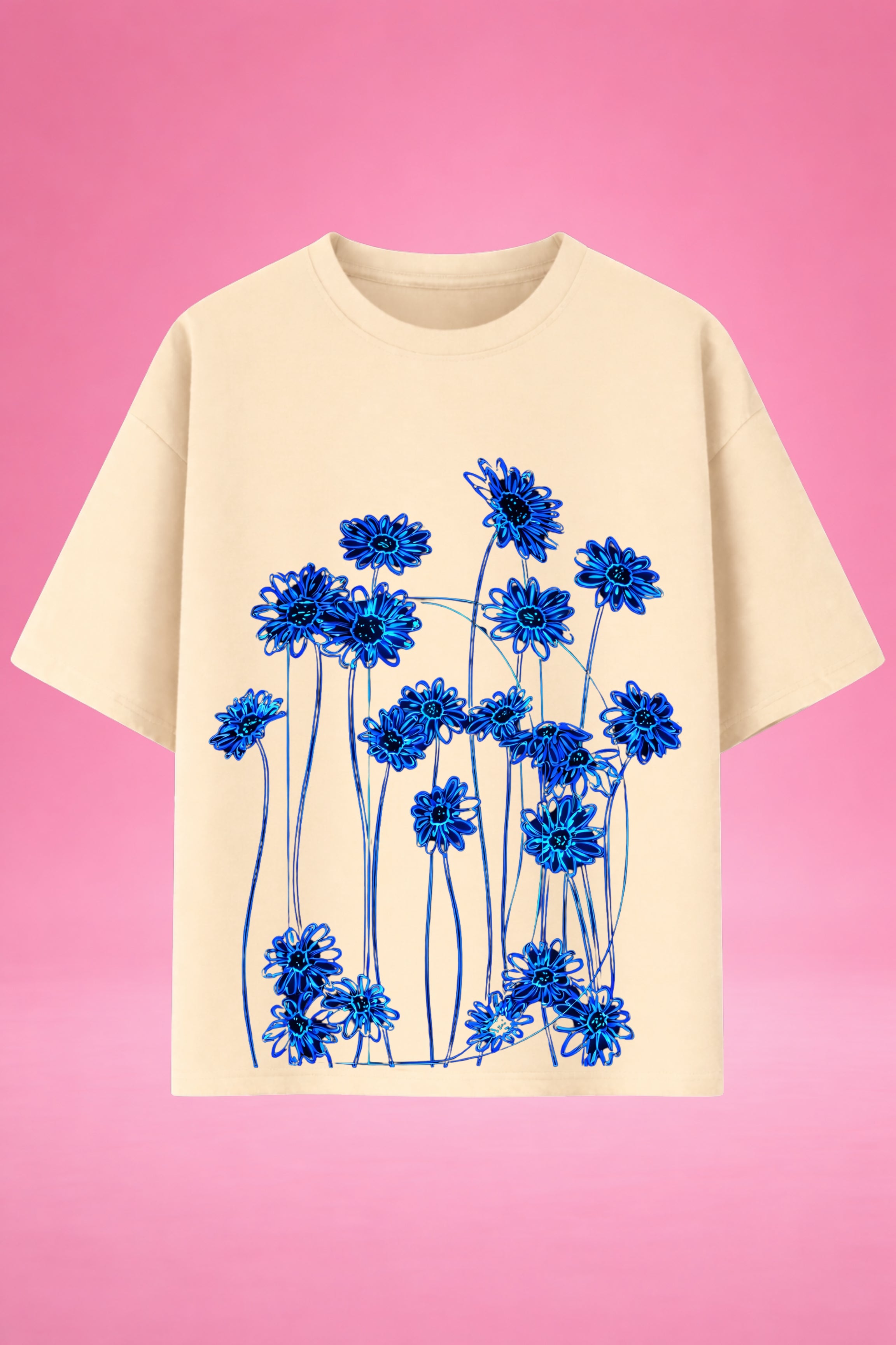 Neon Bloom: Midnight Garden Oversized T-Shirt
