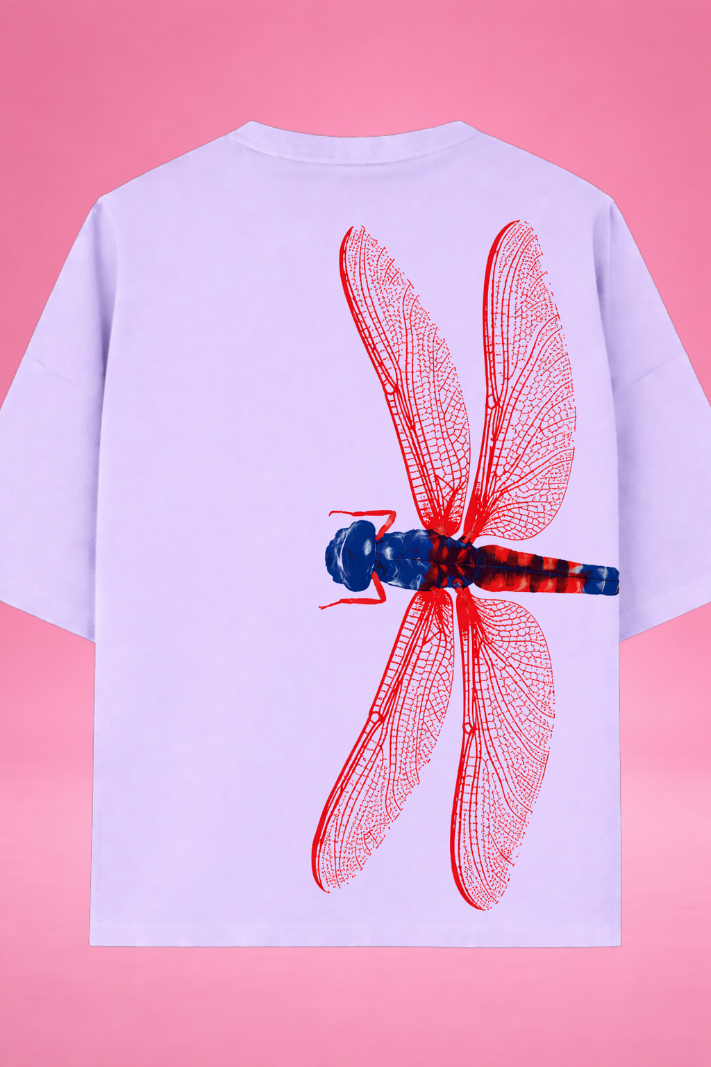Crimson Drift Dragonfly Oversized T-Shirt