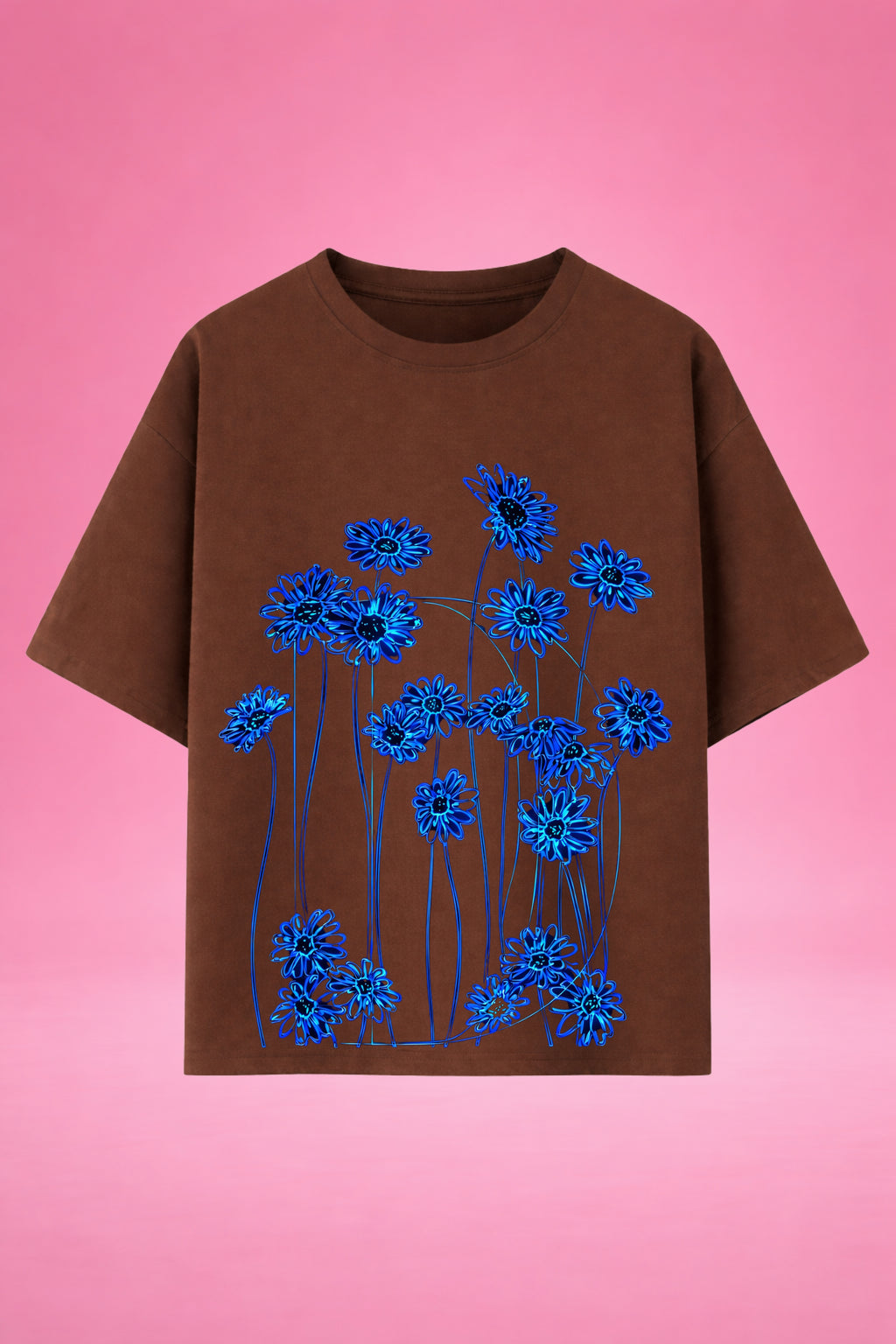 Neon Bloom: Midnight Garden Oversized T-Shirt
