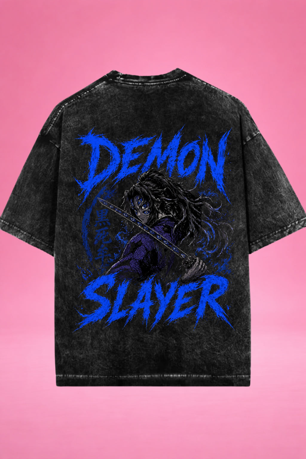 Moon-Blood Ascension Kokushibo Acid Wash Oversized T-Shirt