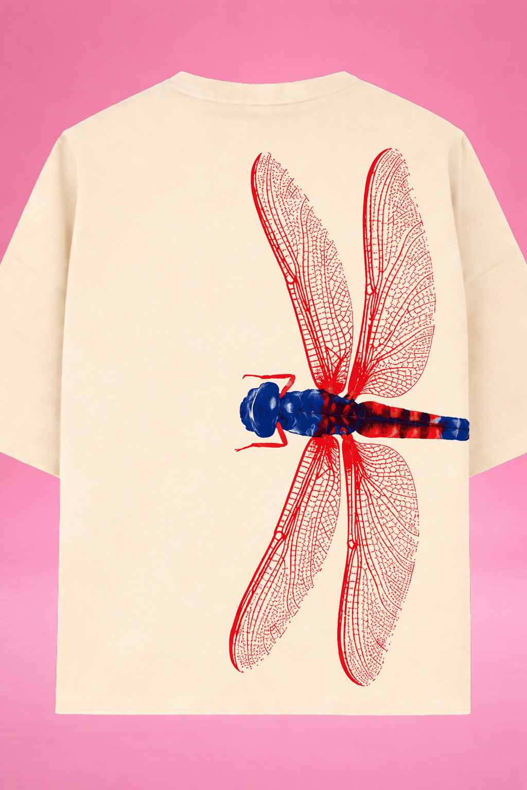 Crimson Drift Dragonfly Oversized T-Shirt