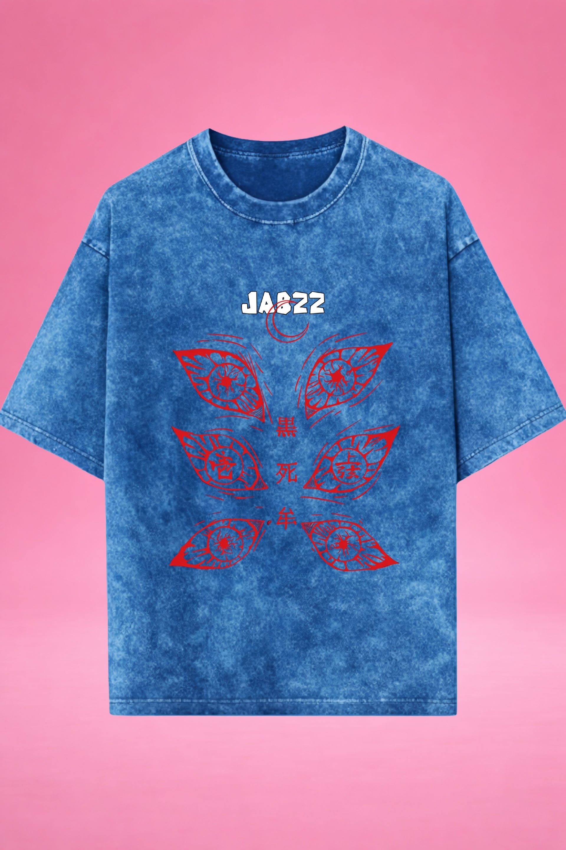 Moon of Six Eyes Kokushibo Demon Slayer Acid Wash Oversized T-Shirt