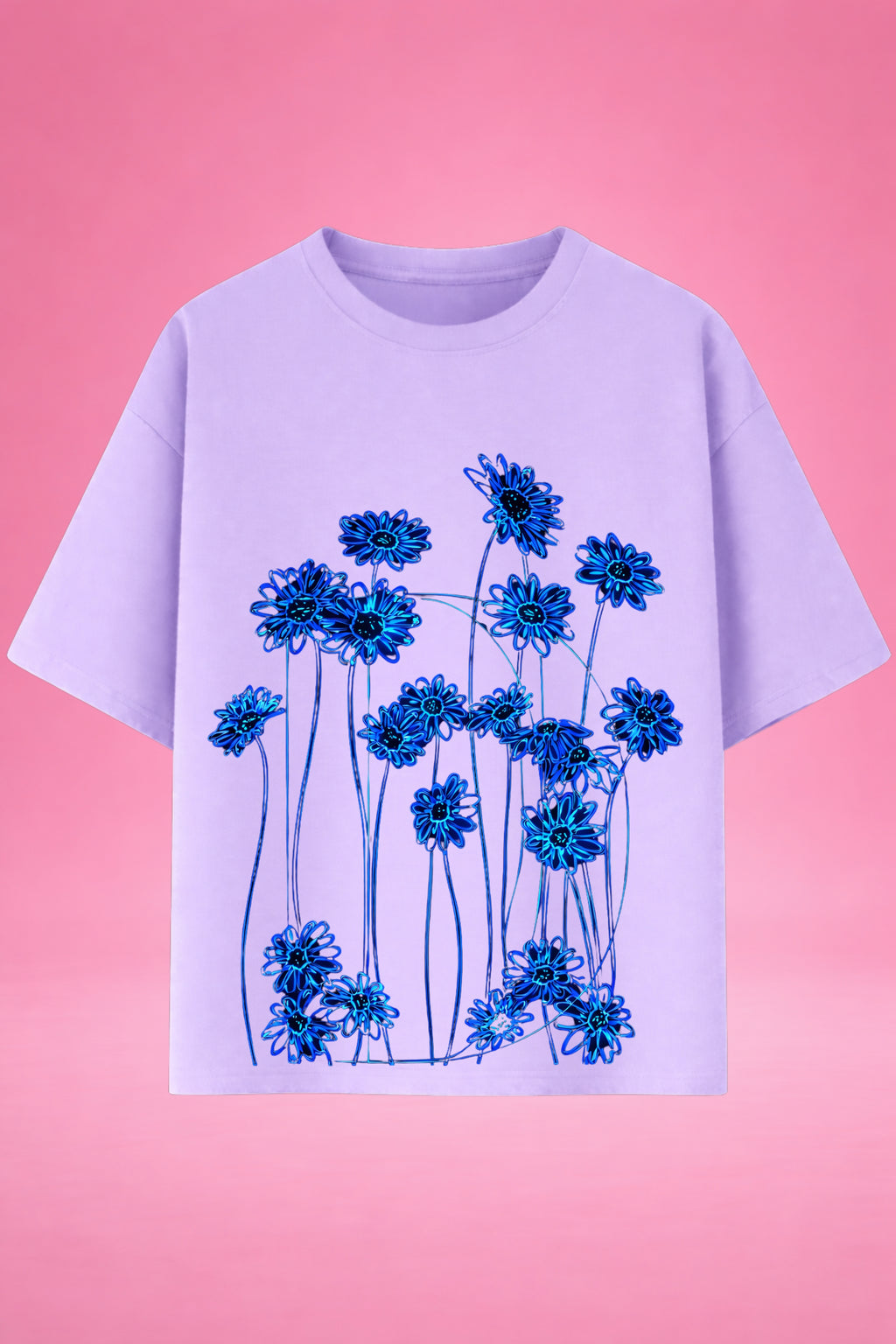 Neon Bloom: Midnight Garden Oversized T-Shirt