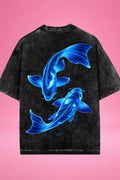 Neon Koi Flow Acid Wash Oversized T-Shirt
