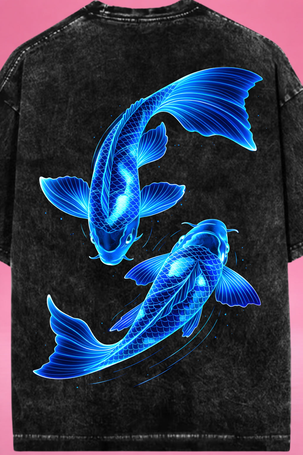 Neon Koi Flow Acid Wash Oversized T-Shirt