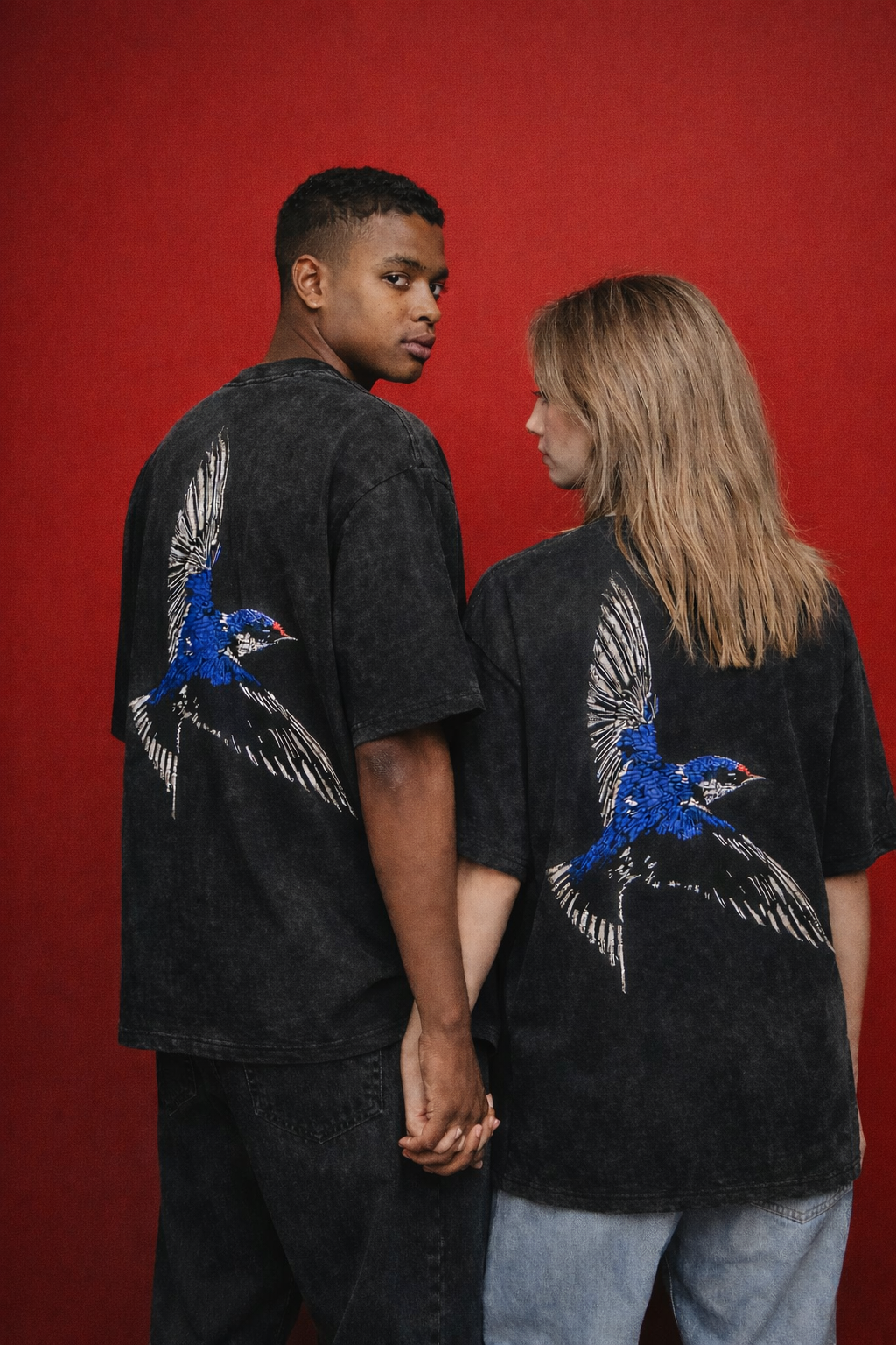 Electric Kingfisher Acid Wash Oversized Tee