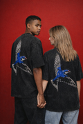 Electric Kingfisher Acid Wash Oversized Tee