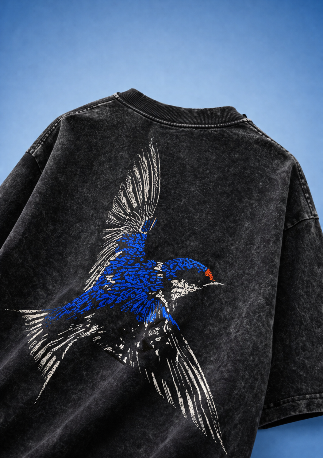 Electric Kingfisher Acid Wash Oversized Tee
