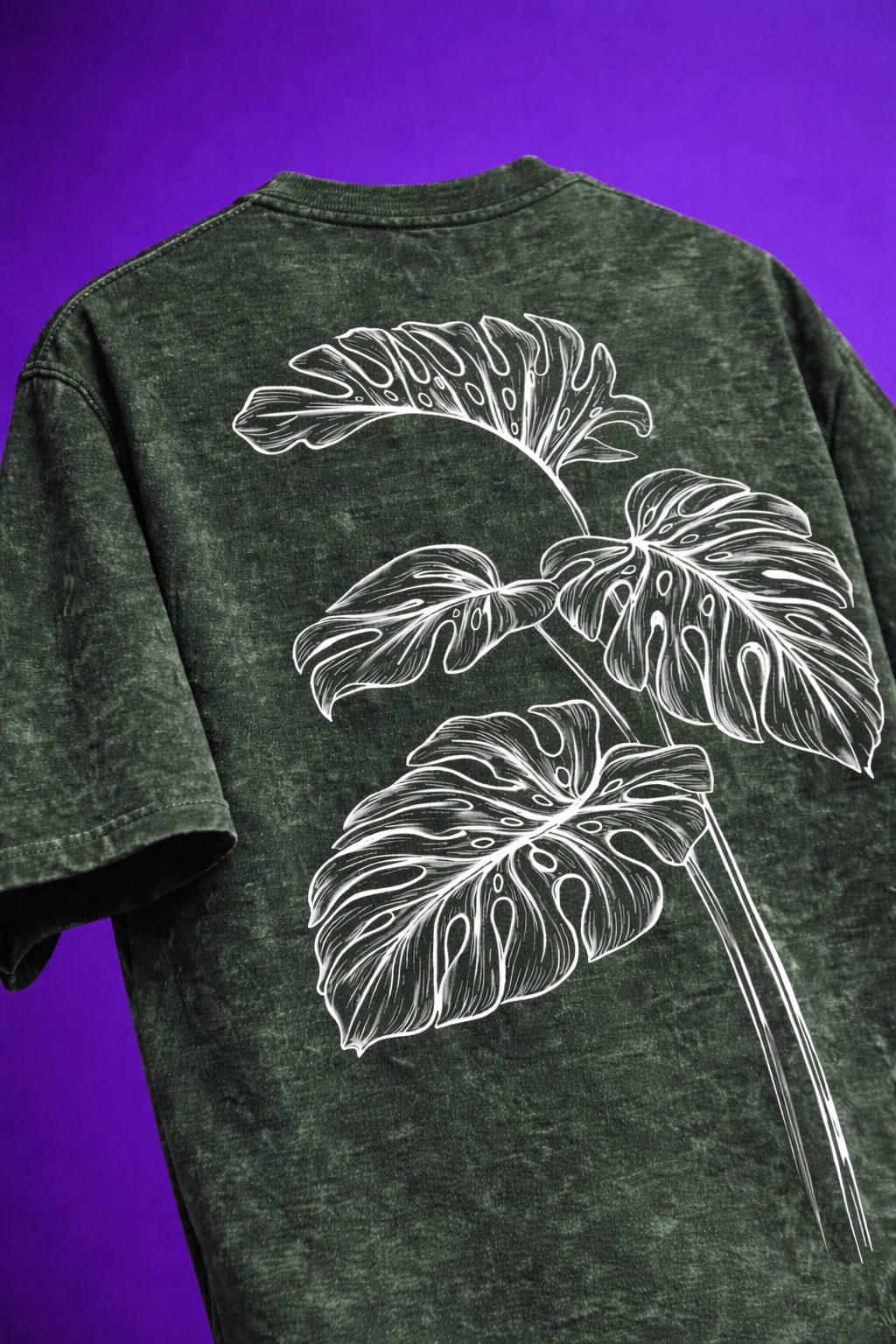 Noir Monstera Acid Wash Oversized T-Shirt