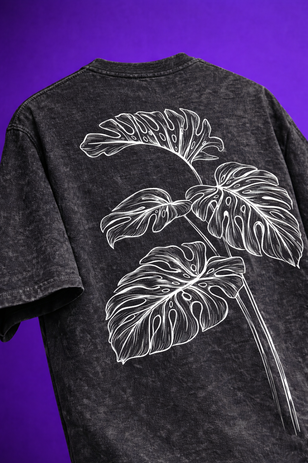Noir Monstera Acid Wash Oversized T-Shirt