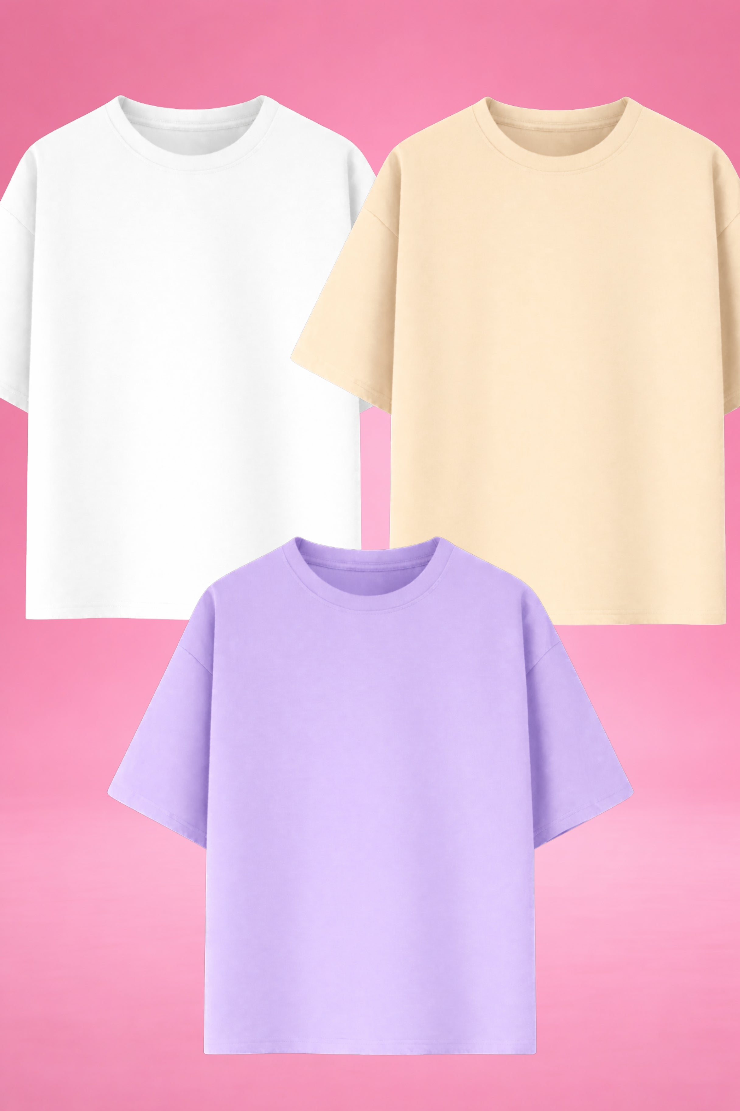 Pack Of 3 100% Cotton Oversized T-Shirt