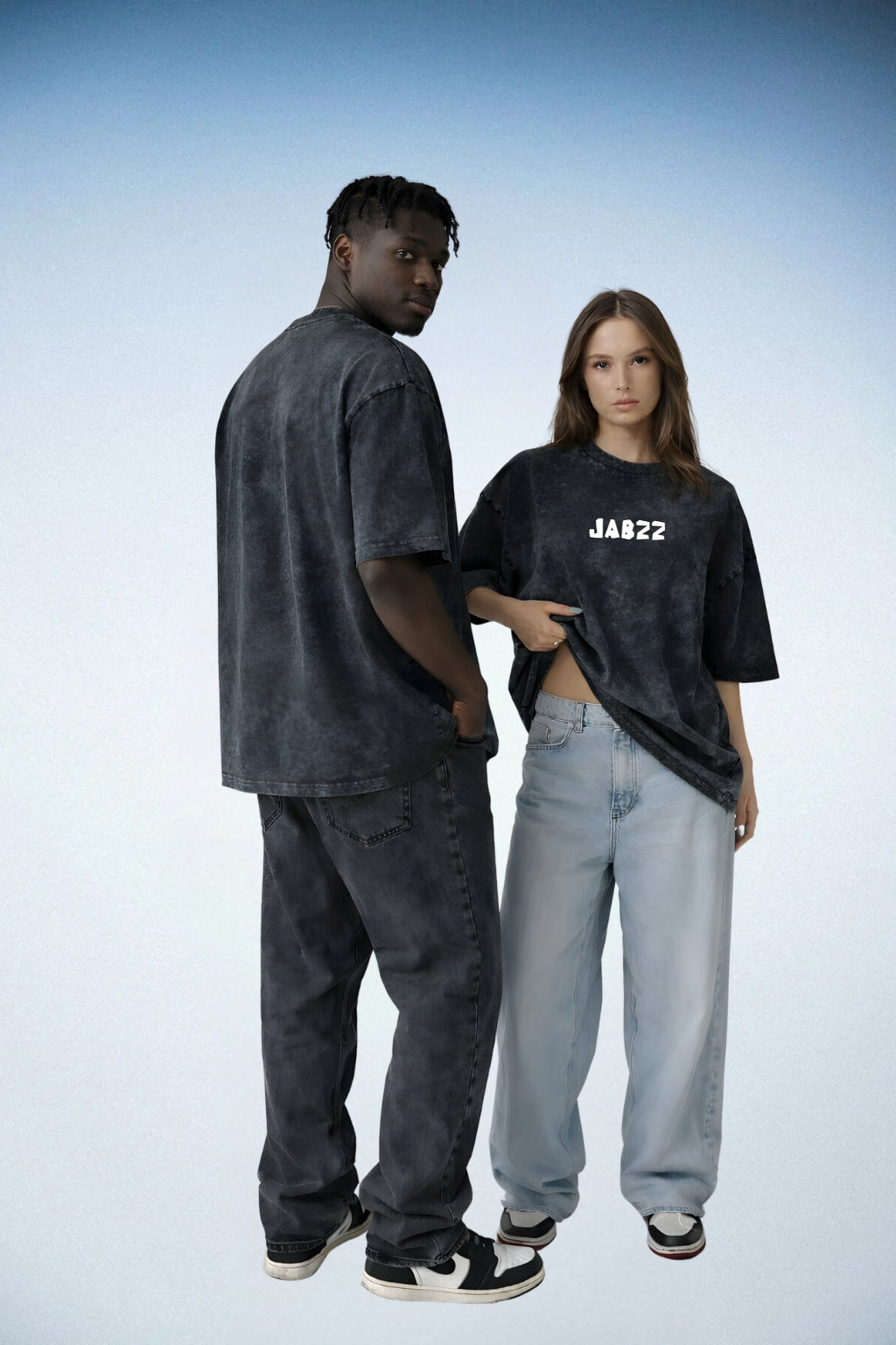 Black Acid Wash Oversized T-Shirt