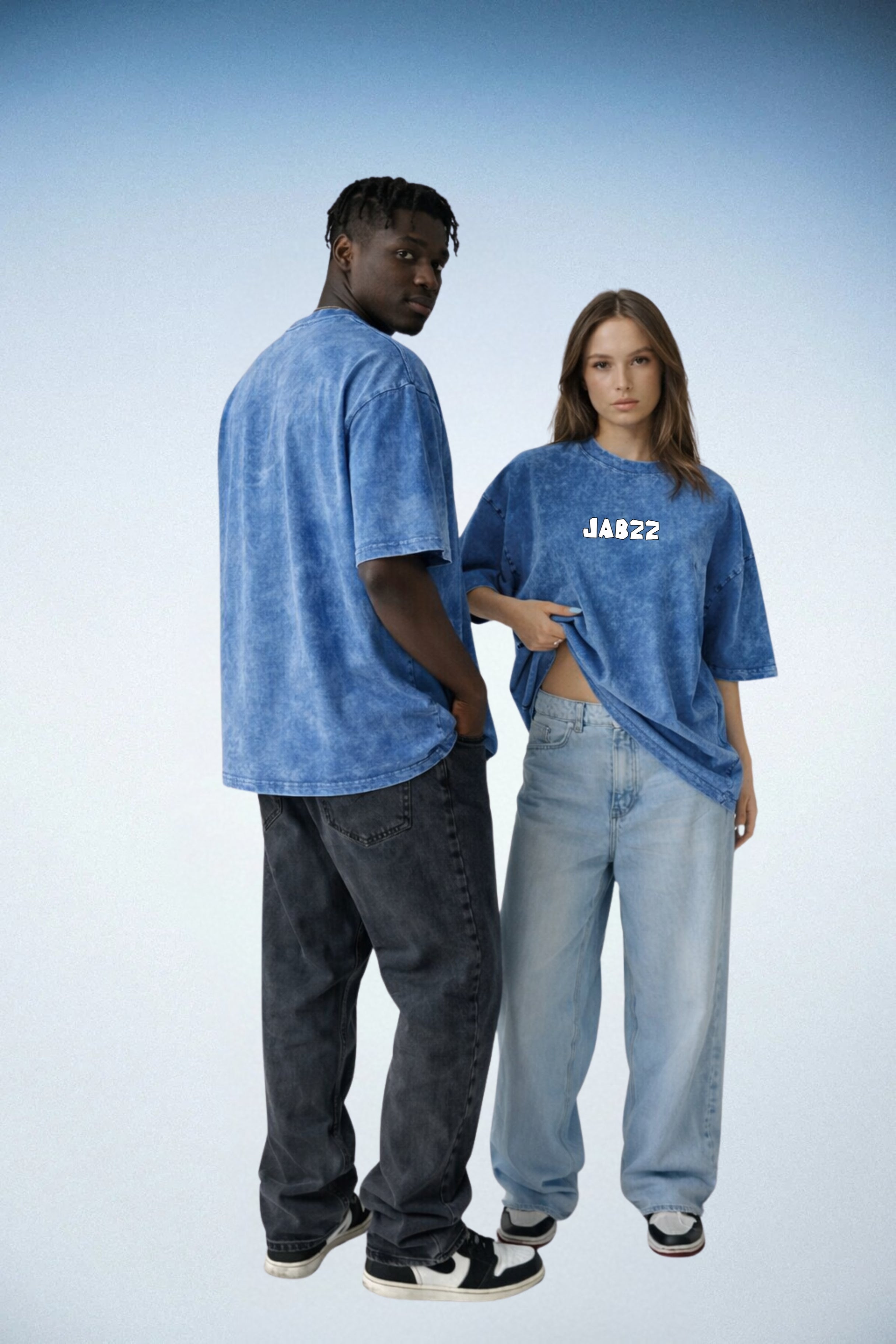 Blue Acid Wash Oversized T-Shirt