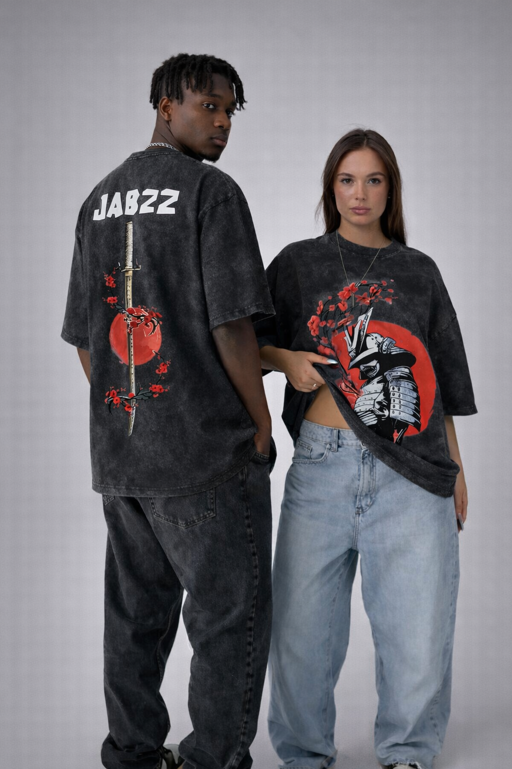 Crimson Ronin Acid Wash Oversized T-Shirt